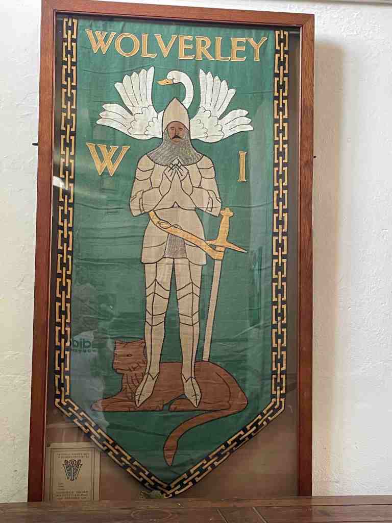 The Wolverley Knight with his swan and dog appearing on his crest
